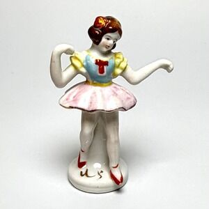 Vintage Occupied Japan‎ Ballerina Dancer Figurine Porcelain Pink Tutu Red Shoes